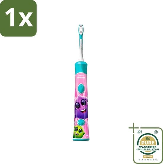 1 x Philips Sonicare - Elektrische Tandenborstel - For Kids - Blauw - Inclusief Extra Opzetborstel - HX6322/04- Elektrische Tandenborstel Voor Kinderen - Kinderpoetsen - Speelse Tandenborstel - Interaktieve App - Beloningssysteem