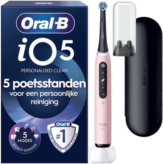 Oral-B Elektrische Tandenborstel iO 5N - Roze - inclusief Reisetui en Opzetborstelhouder