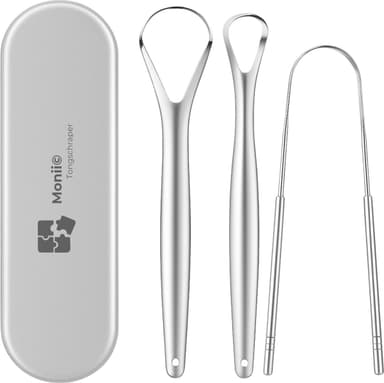 Monii Tongschraper set - RVS - Tongreiniger - Tongborstel - Mondverzorging - Tongue Scraper