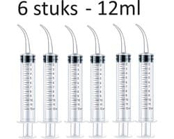 Kaakspuitje gebogen tip - 6 stuks - 12ml - met schaalverdeling - Monosyringe - kaakholtespuitje