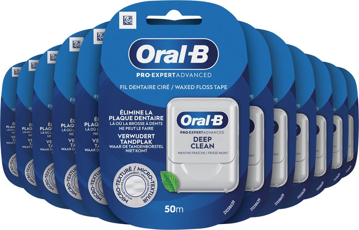 Oral-B Pro-Expert Advanced Flosdraad - Grondige Reiniging - Verwijdert Tandplak - 50m - 12 stuks