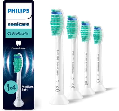 Philips Sonicare ProResults C1 – Opzetborstels voor Elektrische Tandenborstel – Wit – Verpakking van 4 - Tandplakverwijdering - HX6014/87