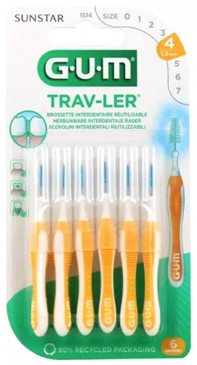 GUM Trav-ler Ragers 1.3mm Geel 6 stuks