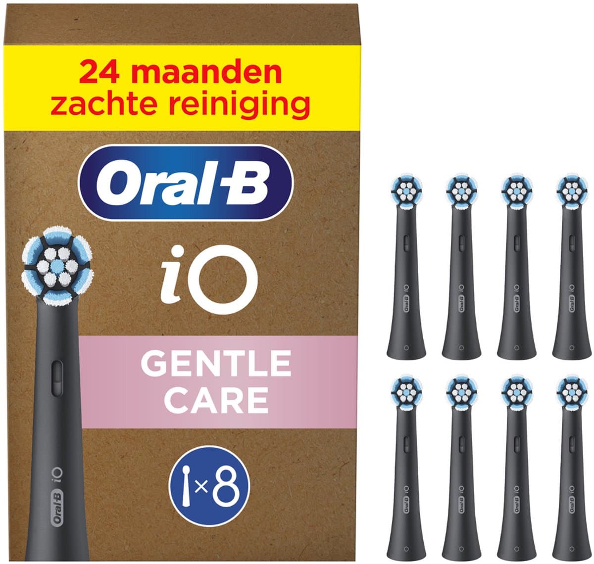 Oral-B iO Series Gentle Care Opzetborstels - Zwart - Voor Gevoelig Tandvlees - 8 stuks