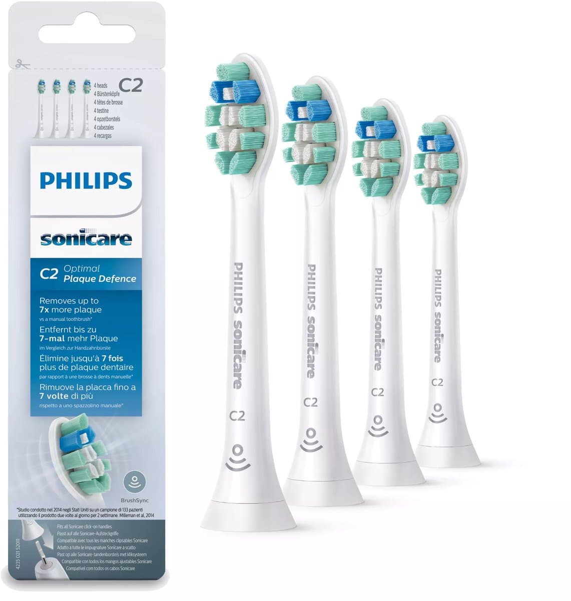 Philips Sonicare C2 Optimal Plaque Defence HX9024/10 - Opzetborstels - 4 stuks