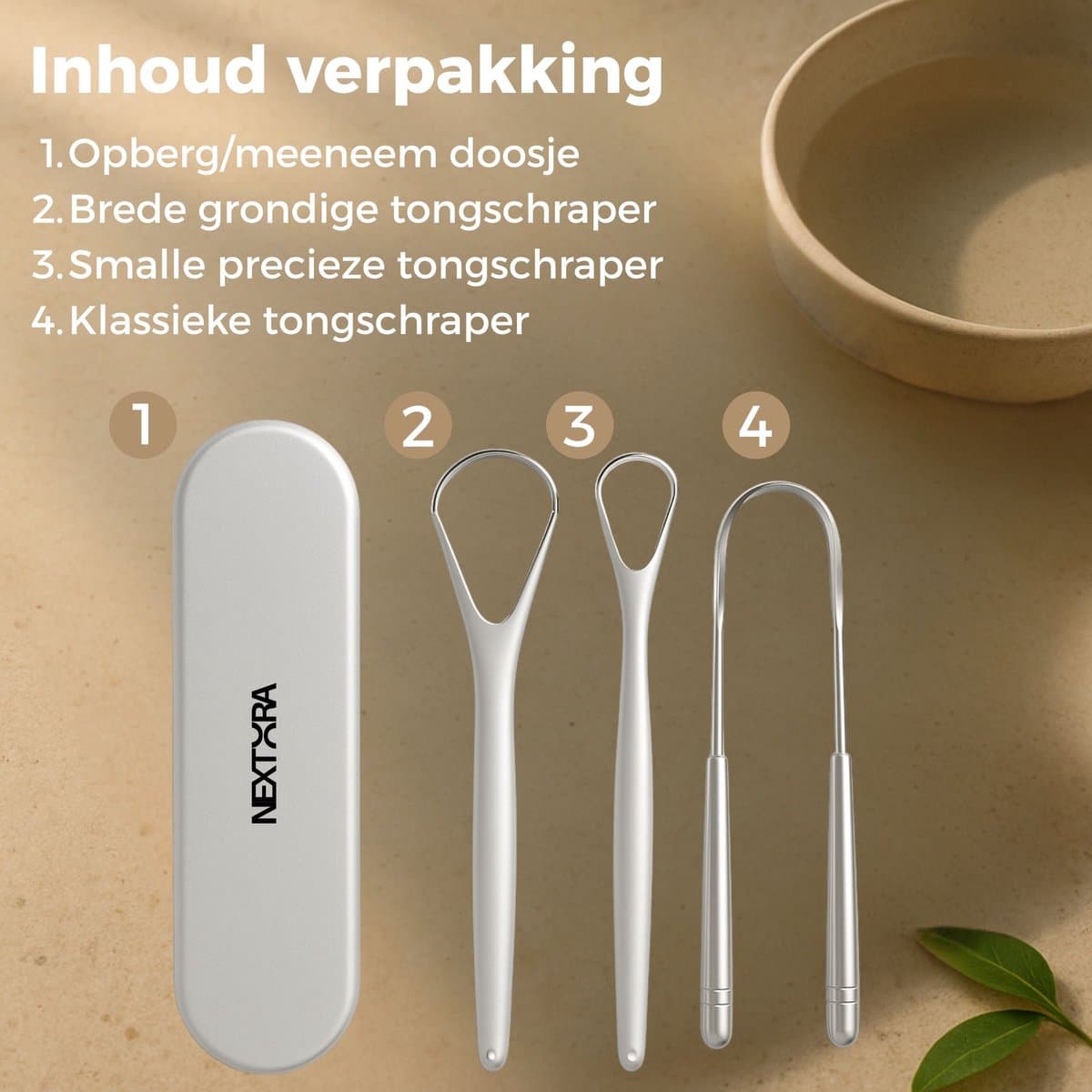 Nextora RVS Tongschraper 3-delige Set thumbnail 8