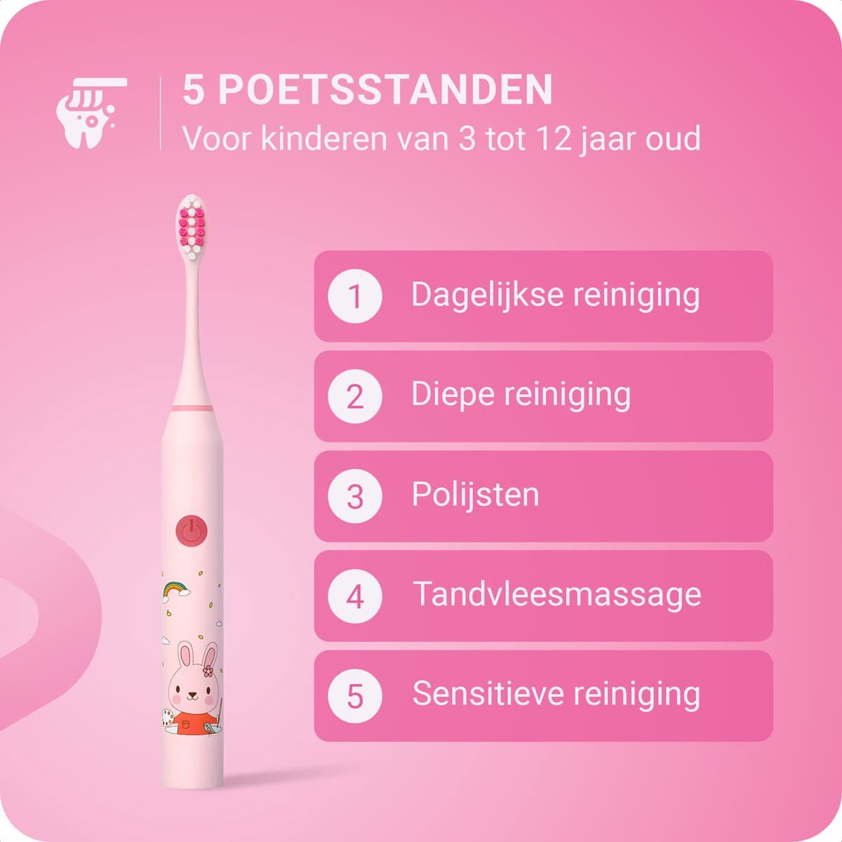 JT Sonische Kindertandenborstel Roze Konijn thumbnail 2