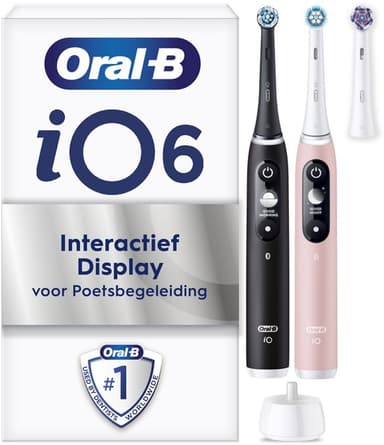 Oral-B iO 6 Elektrische Tandenborstels - Zwart en Roze - Ontworpen Door Braun