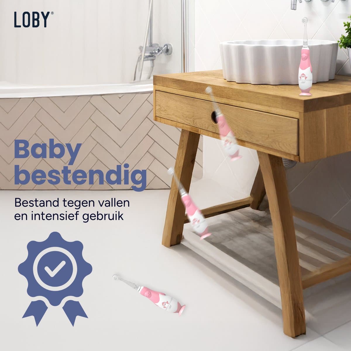 Loby Elektrische Kindertandenborstel 0-4 Jaar Roze thumbnail 10
