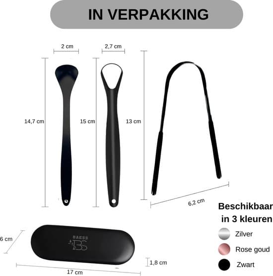 3-in-1 RVS Tongschraper Set Zwart thumbnail 8