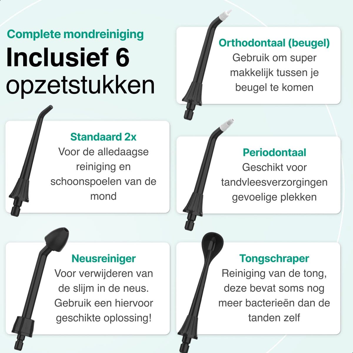 Vivid Green Waterflosser Draadloos 6 Opzetstukken thumbnail 11