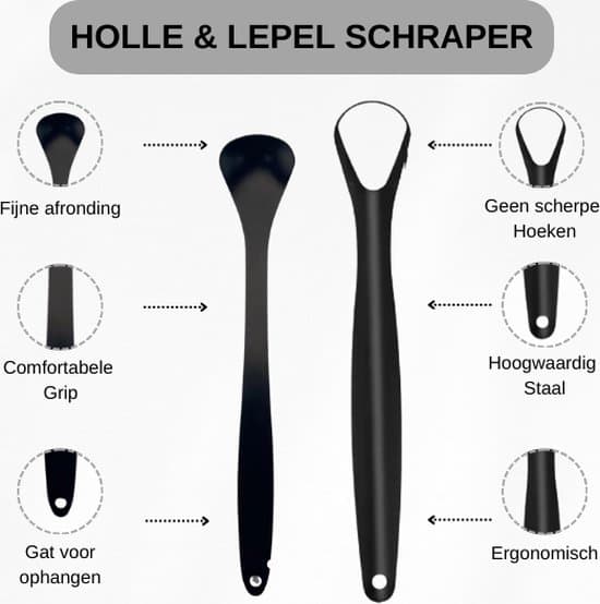 3-in-1 RVS Tongschraper Set Zwart thumbnail 4
