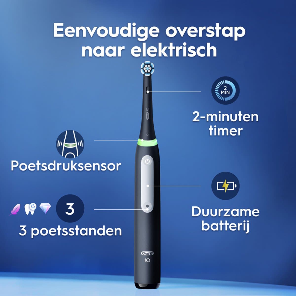 Oral-B iO 3N Zwart Magnetische Tandenborstel thumbnail 5