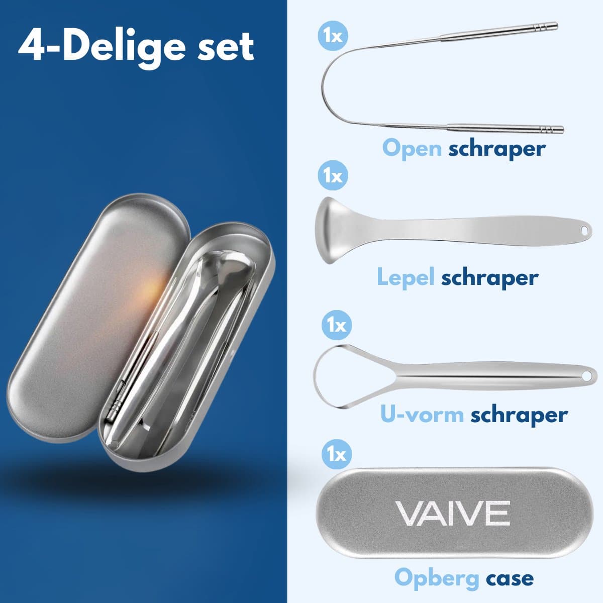 VAIVE Tongschraper RVS Set 4-delig thumbnail 4
