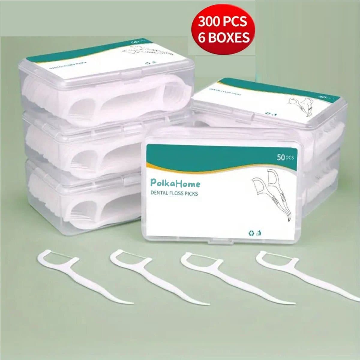 PolkaHome Tandzijde Flossticks 300 Stuks