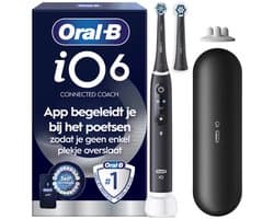 Oral-B iO 6S Elektrische Tandenborstel - Zwart - inclusief Reisetui, Opzetborstelhouder en extra Opzetborstel