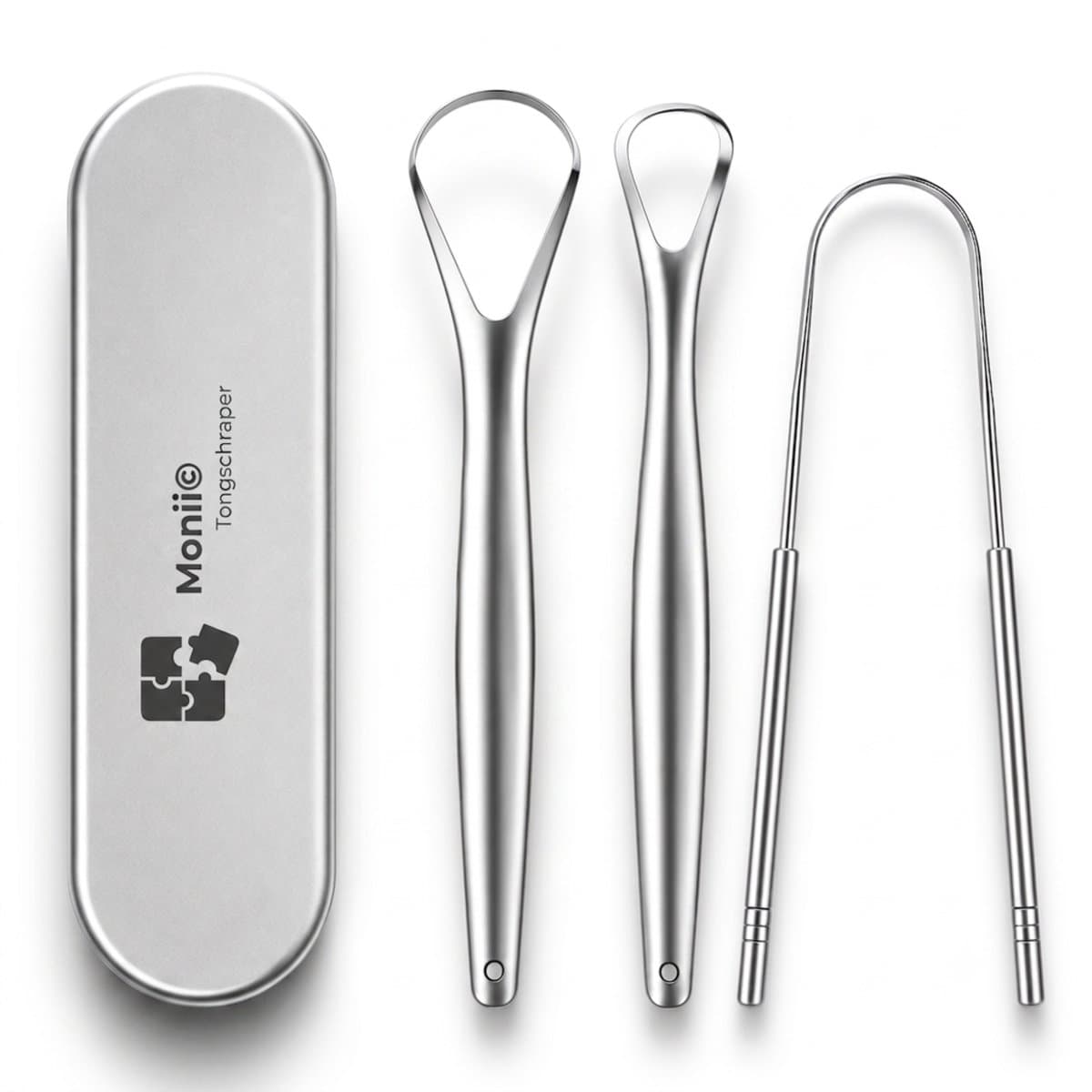 Monii Tongschraper set - RVS - Tongreiniger - Tongborstel - Mondverzorging - Tongue Scraper