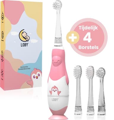 Loby Elektrische tandenborstel kind - Baby tandenborstel - Met Timer - 0 t/m 4 Jaar - Roze