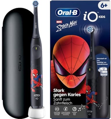 Oral-B iO Kids 6+ – Magnetische Elektrische Tandenborstel – Marvel Spiderman – 3 poetsstanden – Druksensor – Reisetui
