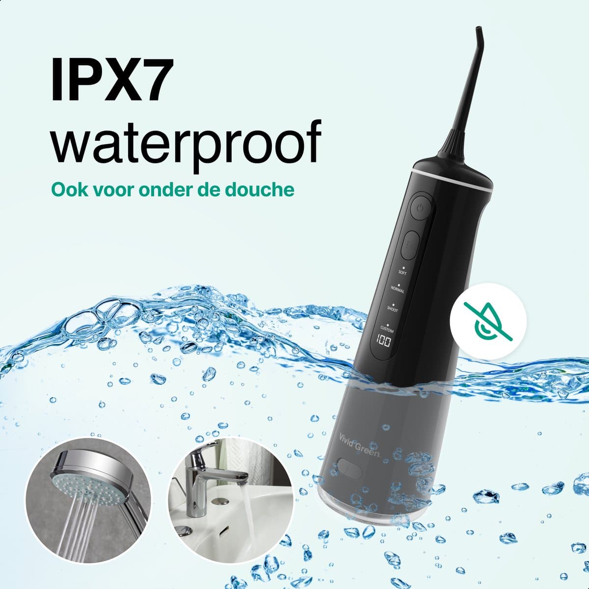 Vivid Green Waterflosser Draadloos 6 Opzetstukken thumbnail 3