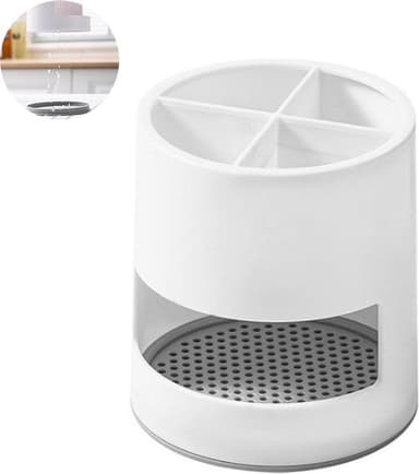 Elektrische Tandenborstelhouder - Met 4 Vakjes - Snelle Drainage - Tandenborstel Bakje - Badkamer Organizer - Vrijstaand - Badkamer Accessoires - Tandenborstel - Tandenborstelhouder - Tandenborstel Houder En Tandpasta Houder - Wit