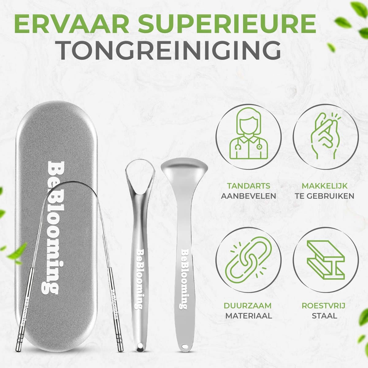 BeBlooming Tongschraper Set 3-in-1 RVS thumbnail 3