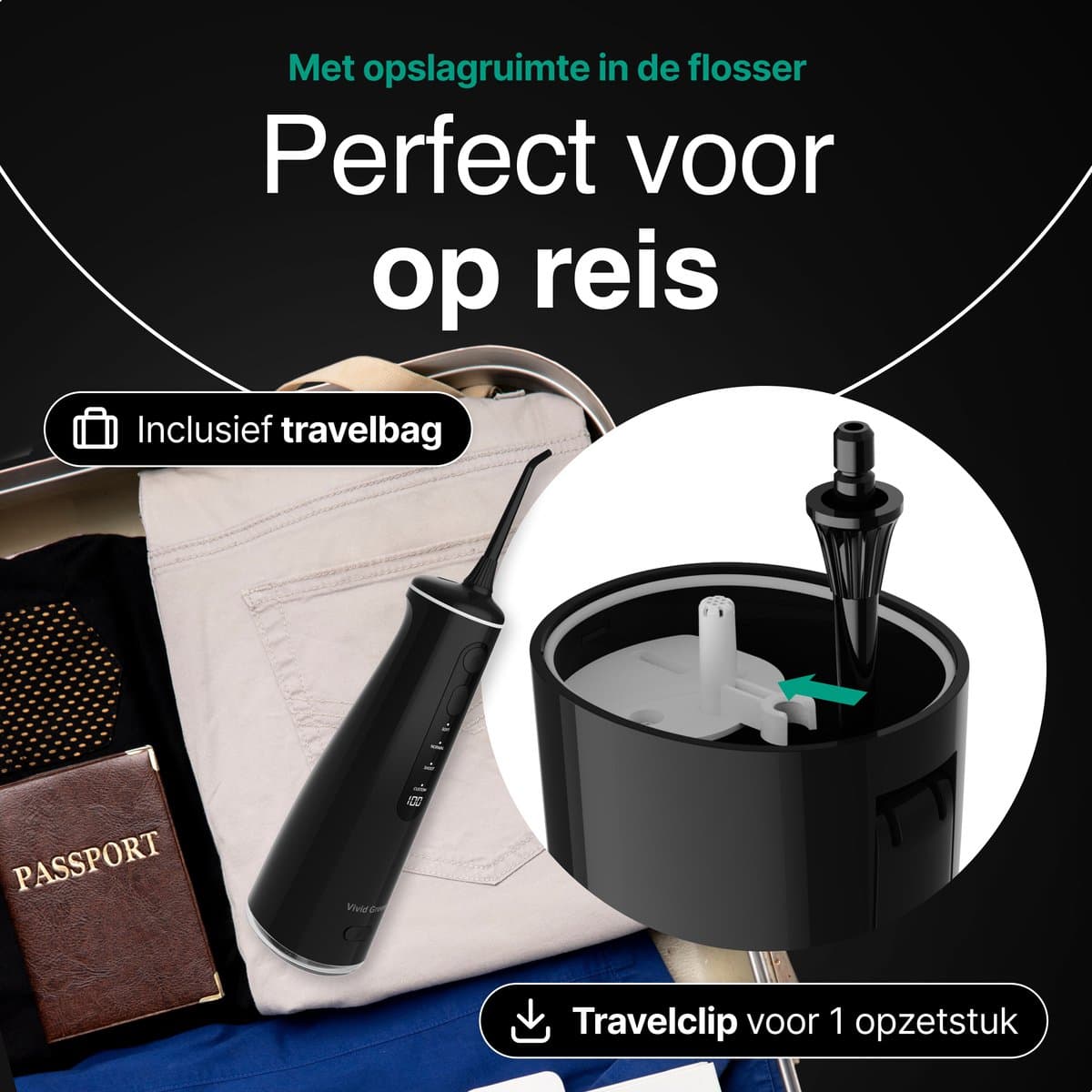 Vivid Green Waterflosser Draadloos 6 Opzetstukken thumbnail 6