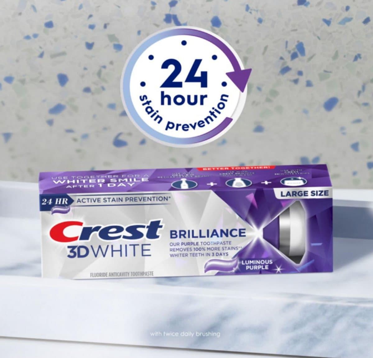 Crest 3D White Brilliance Purple Whitening 3-Pack thumbnail 2