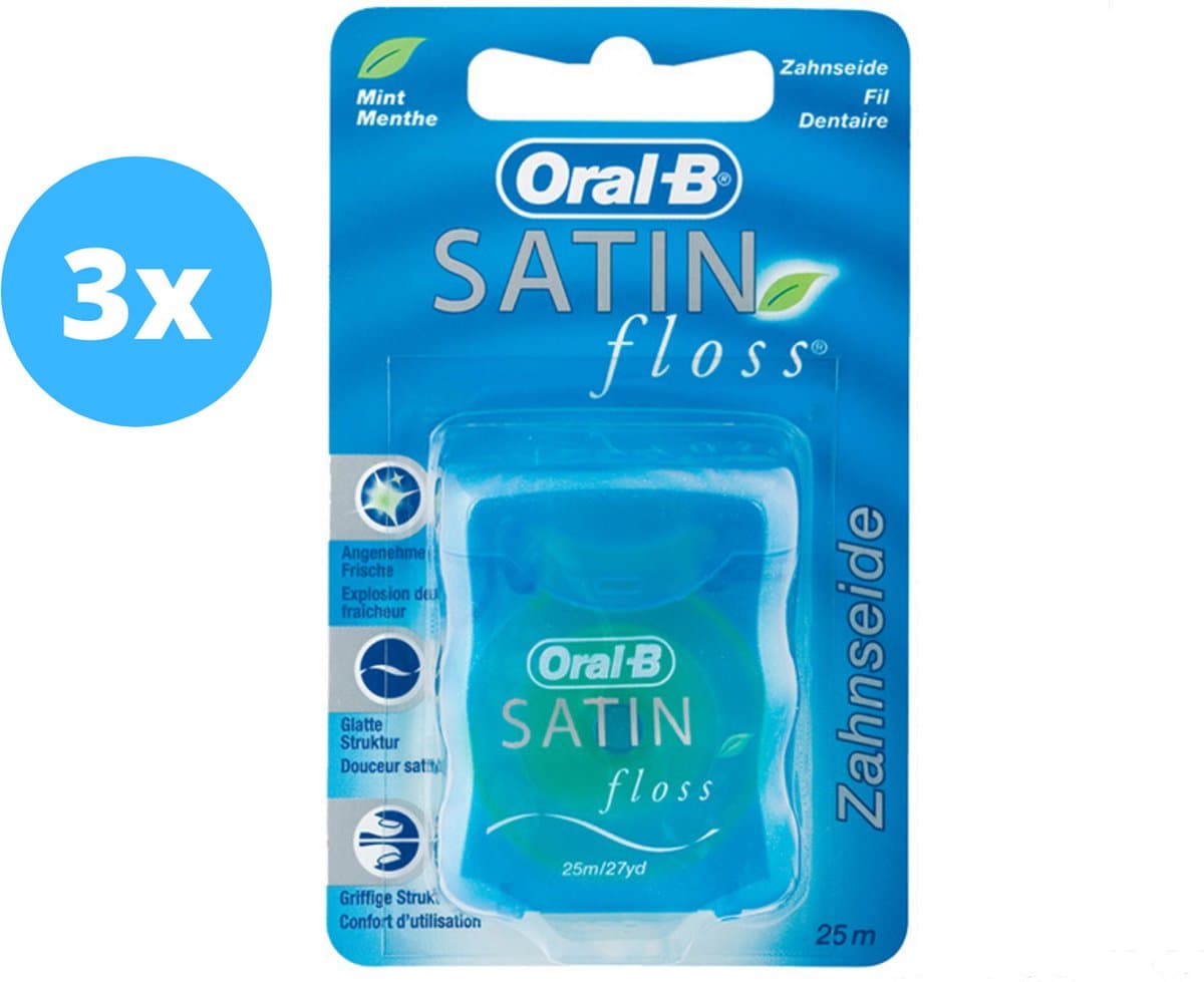 Oral-B Satin flosdraad - 3 x 25 m - Flosdraad - Voordeelverpakking