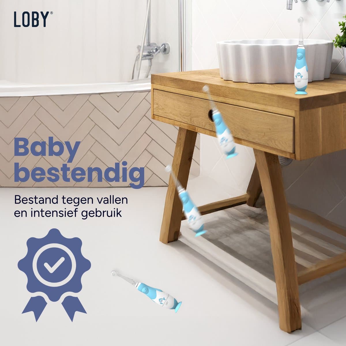 Loby Kindertandenborstel 0-4 Jaar Blauw thumbnail 7