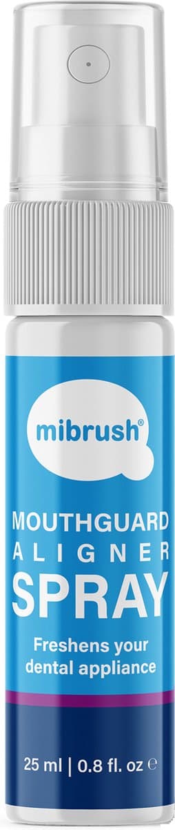 MiBrush Reinigende Spray voor Knarsbitjes, protheses, aligners, sportbitjes, hockeybitjes
