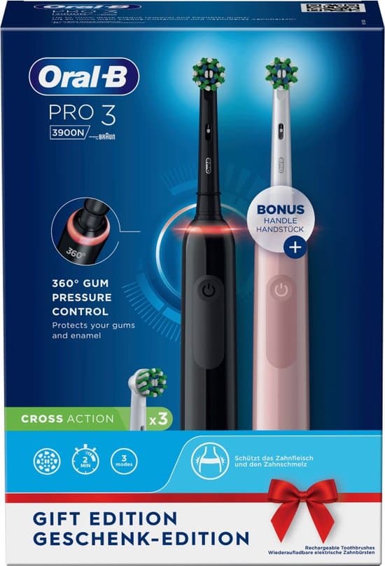 Oral-B Pro 3 3900 Duo Zwart & Roze thumbnail 8