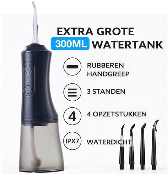 Draadloze Waterflosser 3 Standen Zwart thumbnail 4