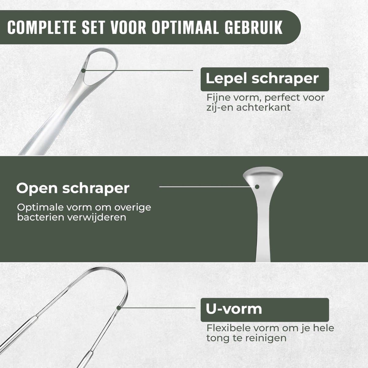 PURECOALY Tongschraper RVS 3-delige Set thumbnail 2