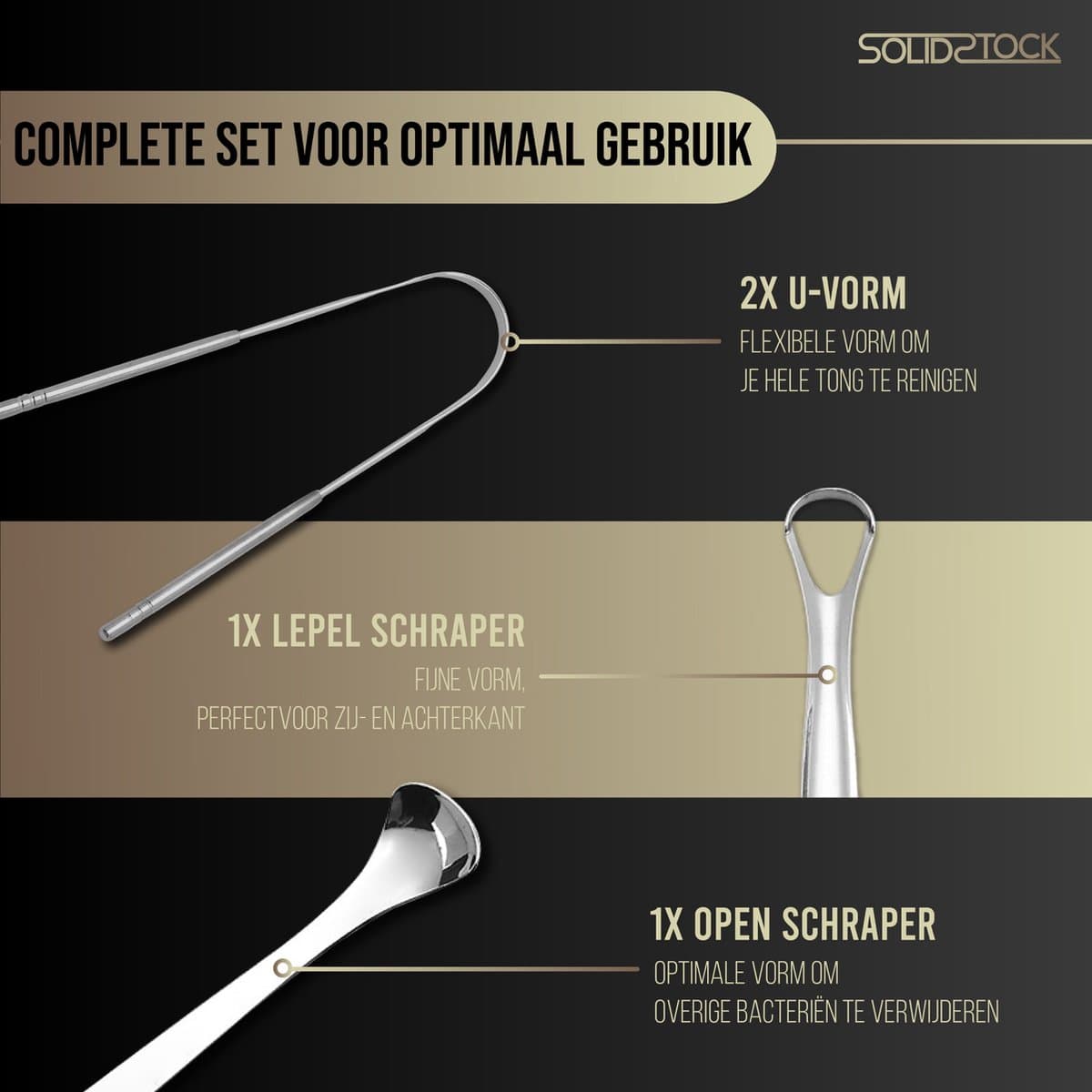 SolidStock Tongschraper RVS 5-delige Set thumbnail 2