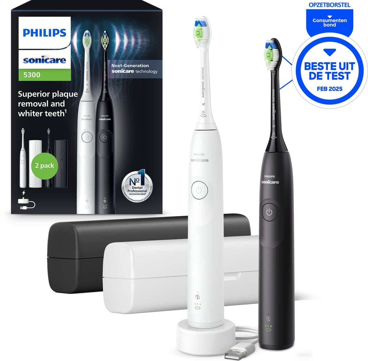 Philips Sonicare 5300 Duopack Wit & Zwart thumbnail 6