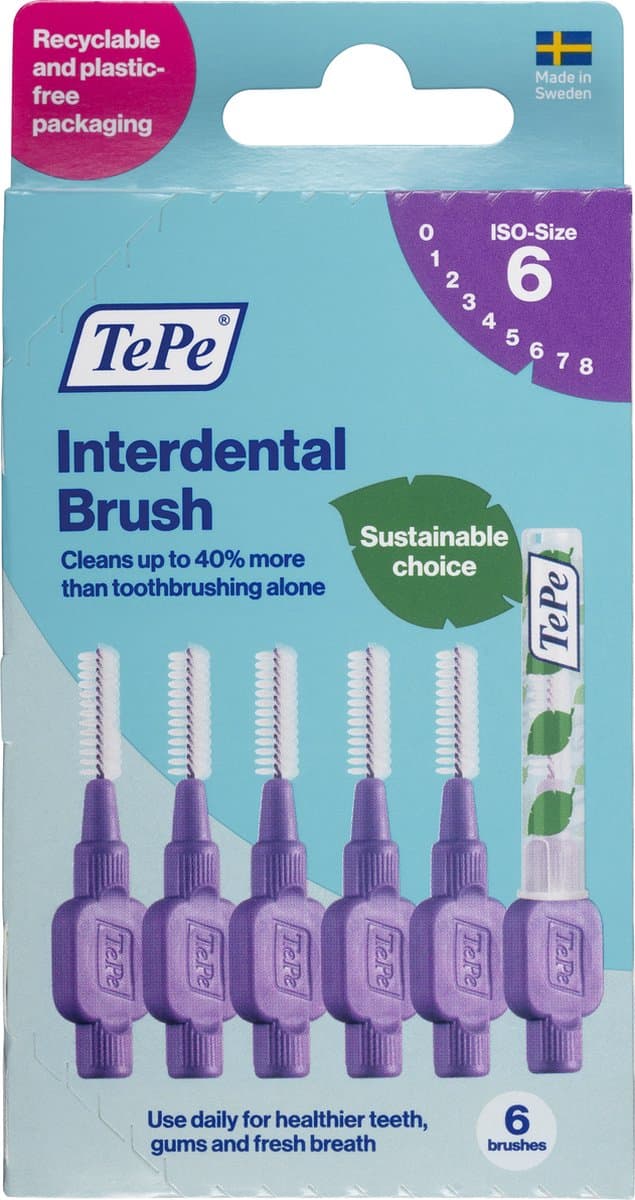 TePe Interdentale Ragers Original Paars ISO maat 6-1,1 mm (6 stuks)