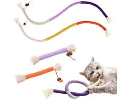 Cosensi - Cat Strings - Tartar Verwijdering - Natuurlijk Matatabi - Oranje en Paars - Verfrissende Adem - Geschikt voor Katten - 4 Stuks