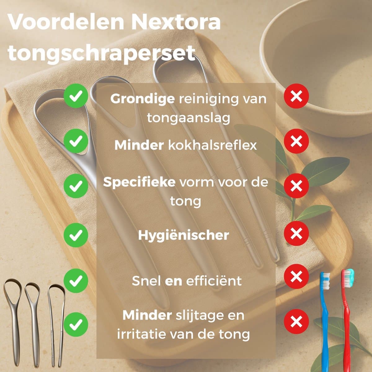 Nextora RVS Tongschraper 3-delige Set thumbnail 6