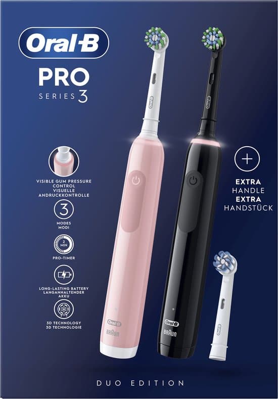 Oral-B Pro 3 3900 Duo Zwart & Roze thumbnail 10
