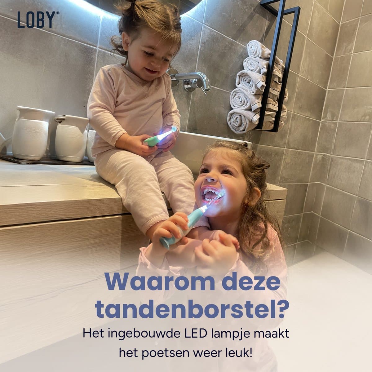 Loby Kindertandenborstel 0-4 Jaar Blauw thumbnail 3