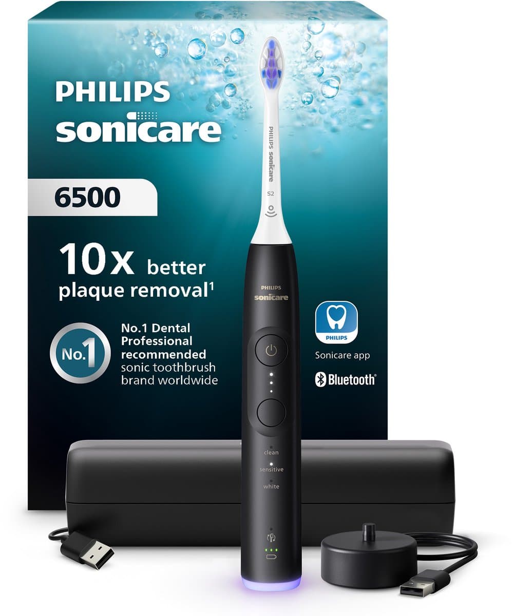 Philips Sonicare 6500 Series - Elektrische Tandenborstel - Zwart - Reisetui - Gevoelige tanden - HX7411/02