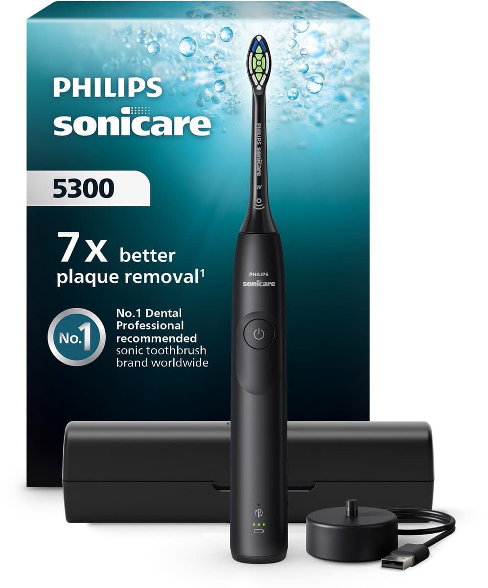Philips Sonicare 5300 Series - Elektrische Tandenborstel - Zwart - Reisetui - Wittere tanden - HX7101/02