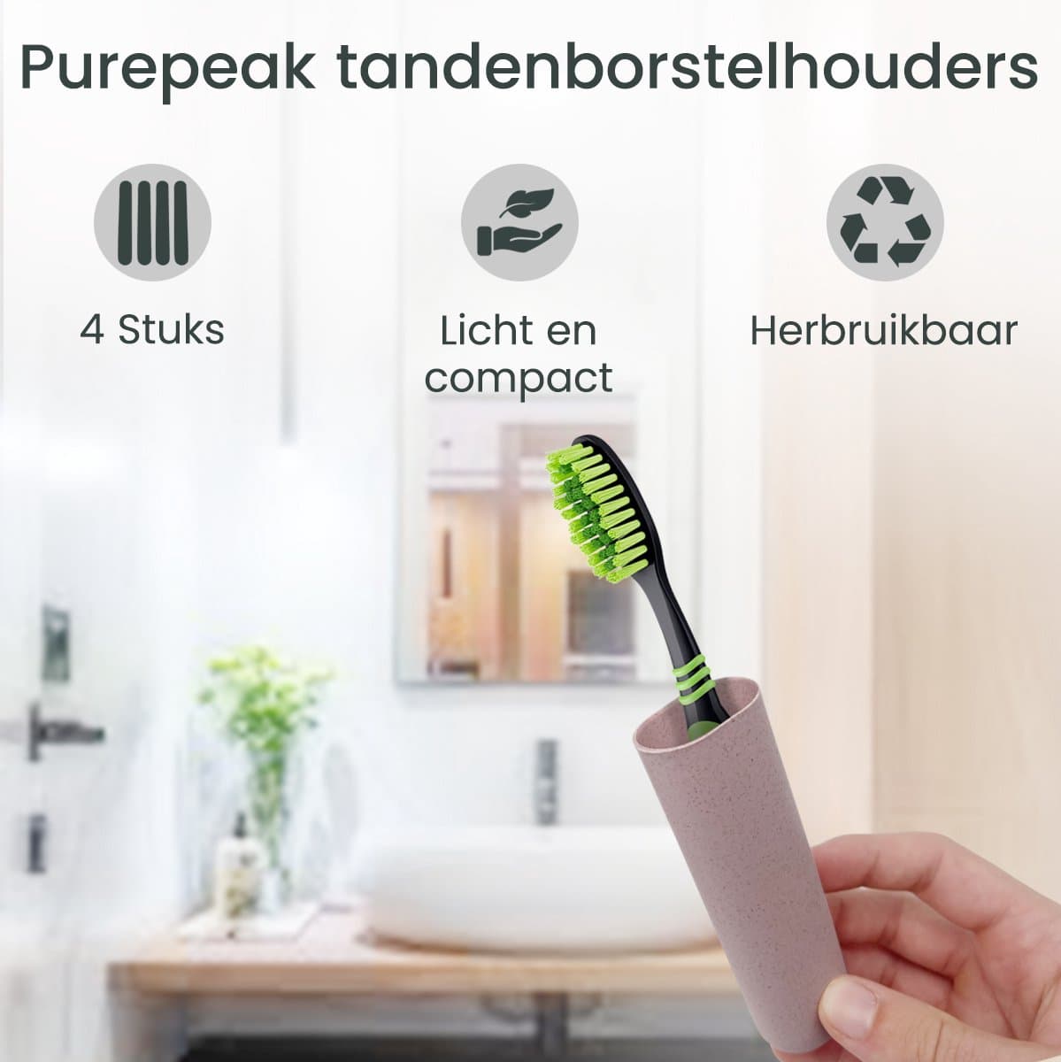 Purepeak Tandenborstelhouder Set 4 Stuks thumbnail 3