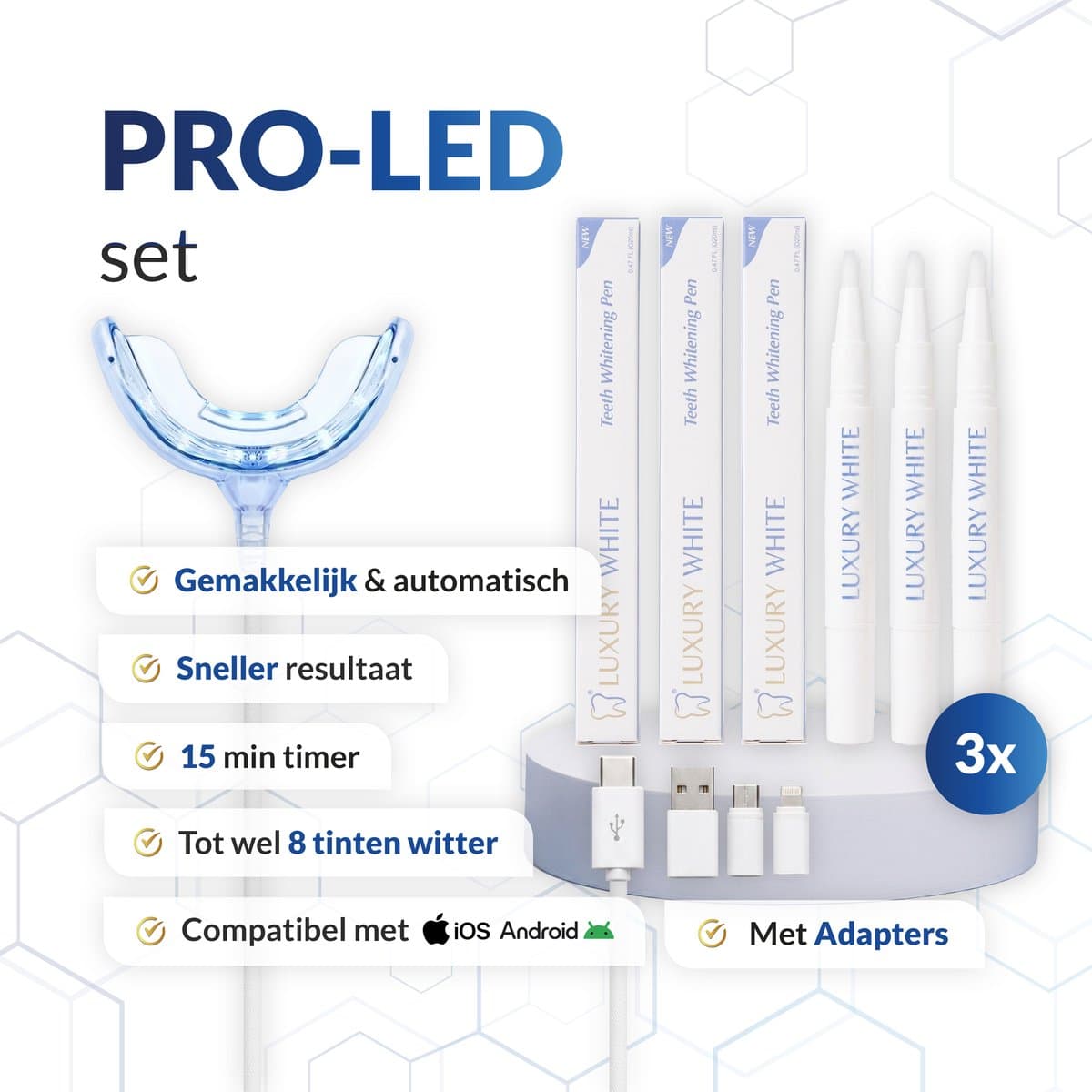 Luxury White Pro LED Tandenbleek Set thumbnail 5