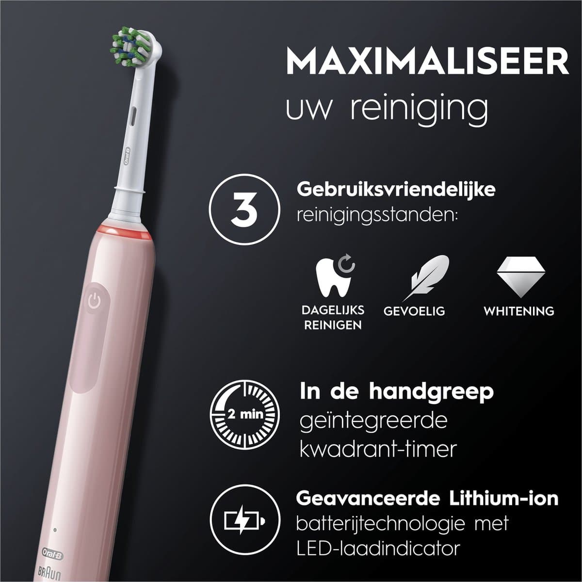 Oral-B Pro 3 3900 Duo Zwart & Roze thumbnail 4