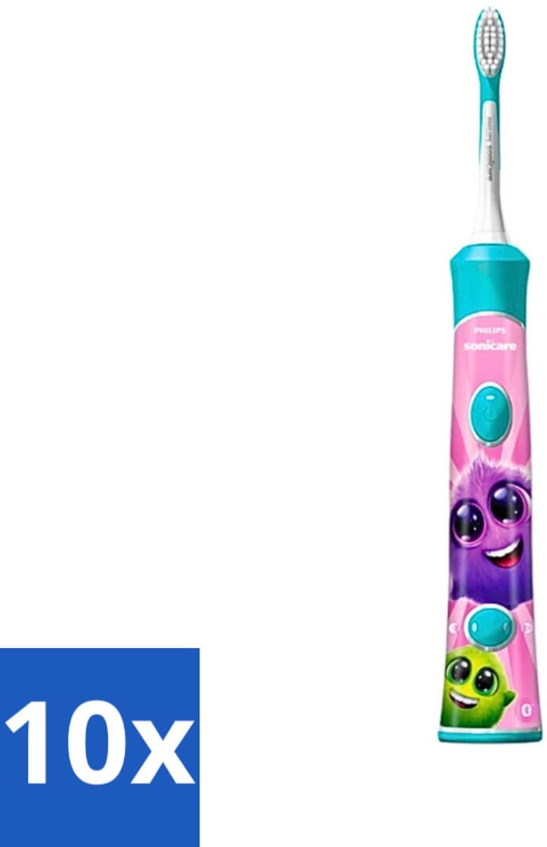10 x Philips Sonicare - Elektrische Tandenborstel - For Kids - Blauw - Inclusief Extra Opzetborstel - HX6322/04 - Elektrische Tandenborstel Voor Kinderen - Kinderpoetsen - Speelse Tandenborstel - Interaktieve App - Beloningssysteem