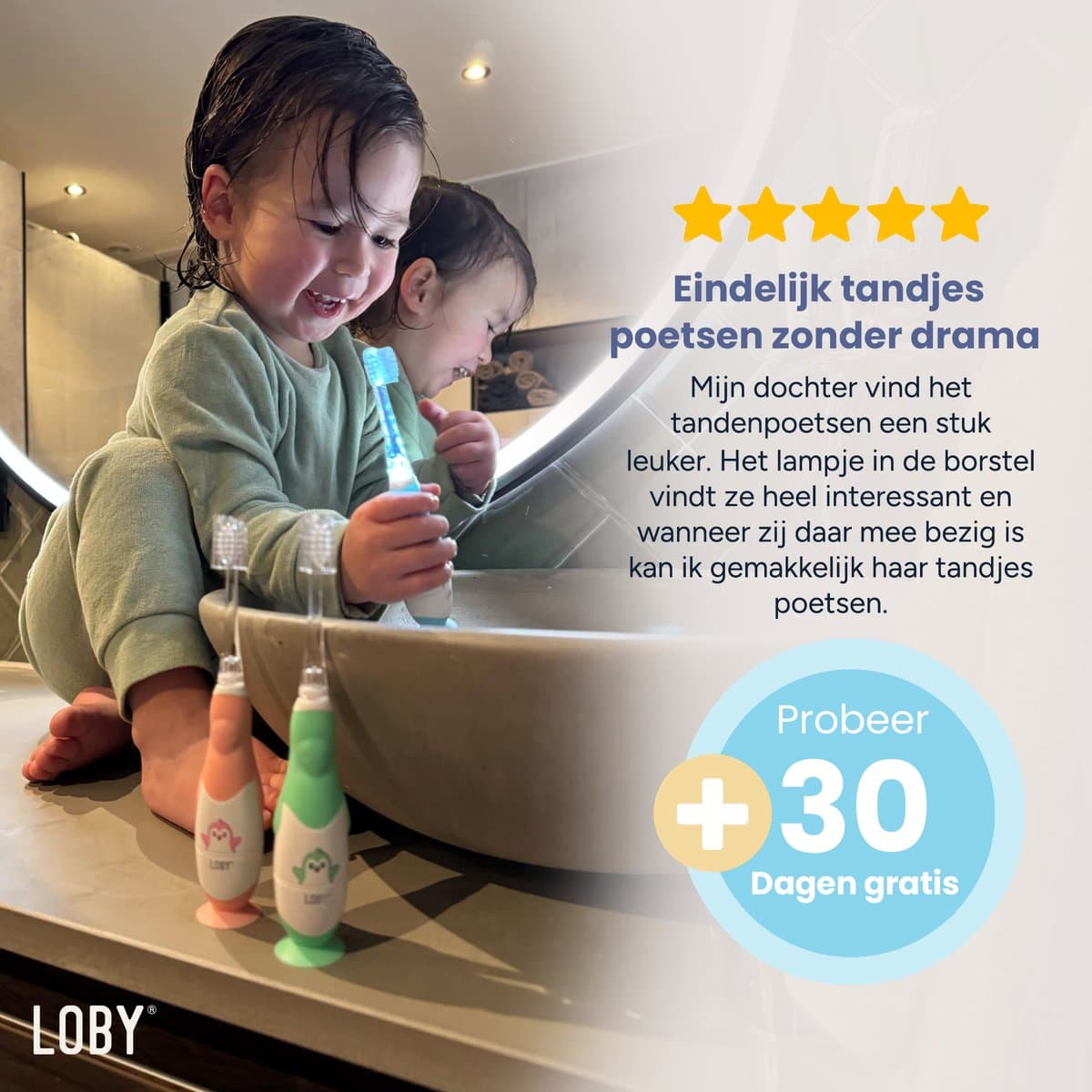 Loby Kindertandenborstel 0-4 Jaar Blauw thumbnail 9