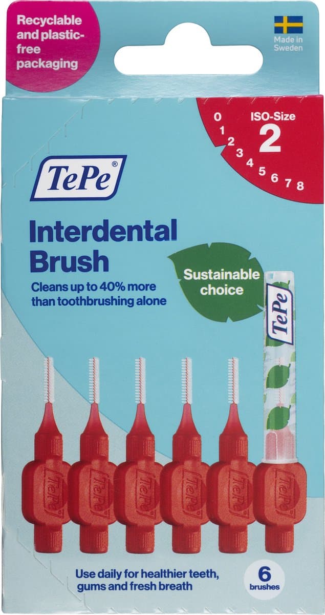 TePe Interdentale Ragers Original Rood ISO maat 2-0,5 mm (6 stuks)
