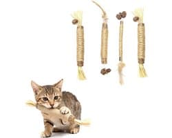 Natuurlijke Kauwsticks voor Katten, 4 Stuks, Tartar Verwijdering en Frisse Adem voor Kittens en Volwassen Katten
